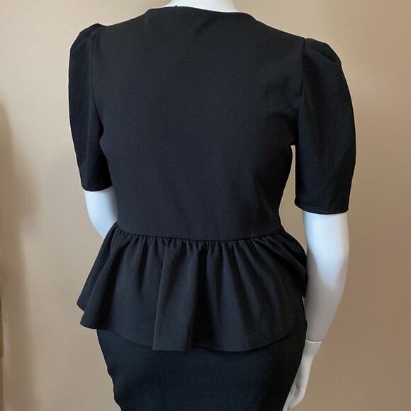 NWT Fashion Nova Black Peplum Dress - Size:1X - Picture 14 of 16